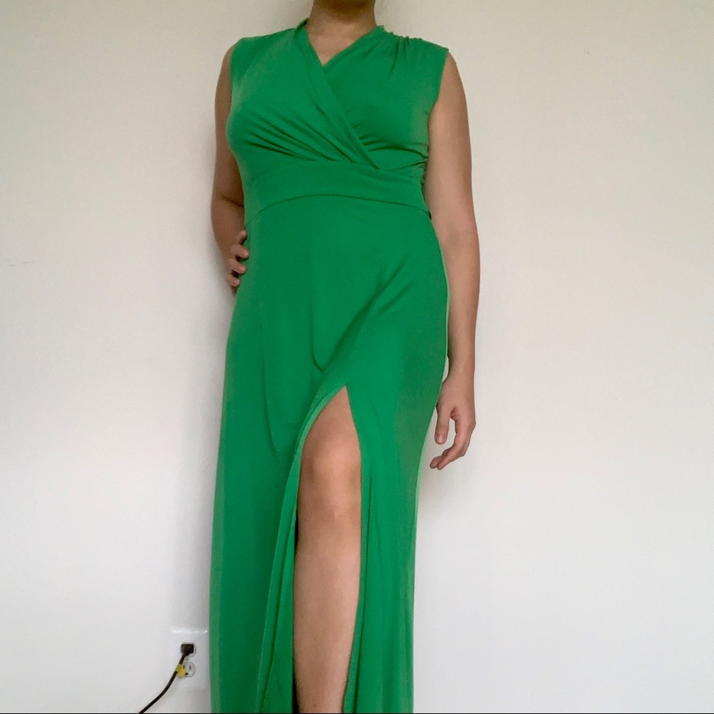 New York & Company Green Maxi Dress With Slit